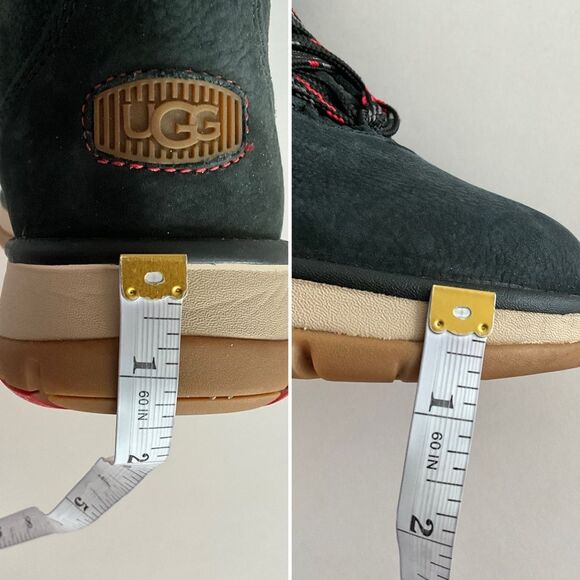 UGG Waterproof Pebbled Leather Lakesider Lace-up Ankle Boots Black 9 - Picture 8 of 14